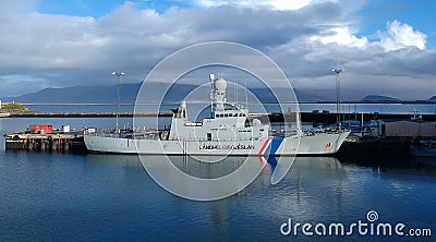 The Coast Guard in Iceland in Reykjavik harbor. Editorial Stock Photo