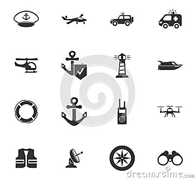 Coast Guard icons set Stock Photo