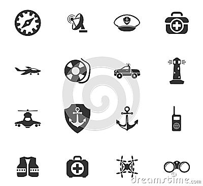 Coast Guard icons set Stock Photo