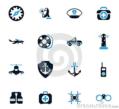 Coast Guard icons set Stock Photo