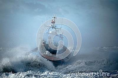 Coast guard during storm Stock Photo