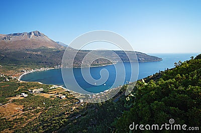 Coast landscapes between Kardamili and Dyros Dirou towns at Messinian Bay, South Greece Stock Photo