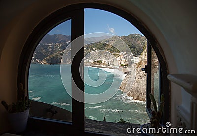 Coast Maiori view from the window Stock Photo