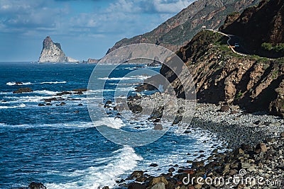 Coast ocean highroad lonely cloudy sky Stock Photo