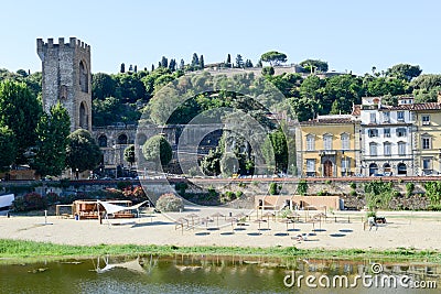 Coast of river Arno at Firenze Editorial Stock Photo