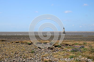 Coast shoreline, Lune estuary, Abbey lighthouse Stock Photo