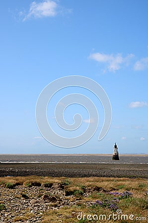 Coast shoreline, Lune estuary, Abbey lighthouse Stock Photo