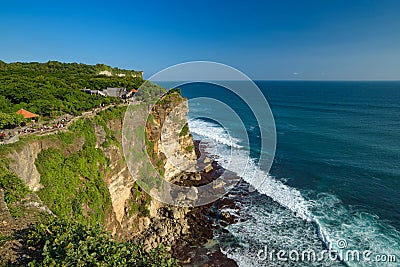 Coast of Uluwatu Temple, a Hindu sea temple, in Bali Stock Photo