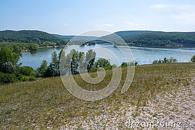 Coast of the Volga River near the town of Zhigulevsk. Zhiguli mountains. Samarskaya Luka Stock Photo