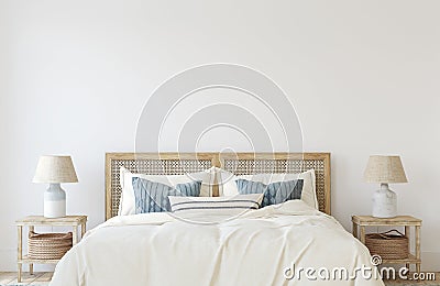 Coastal bedroom interior. 3d render Stock Photo