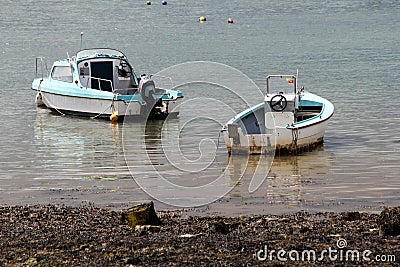 Coastal Boats Scene by the shore in England Editorial Stock Photo