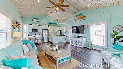 Coastal Breeze Bungalow Interior Concept Stock Photo