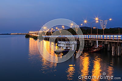 Coastal bridge at twilight Stock Photo