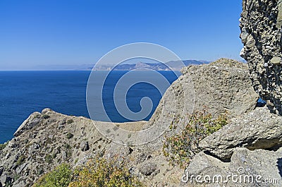 Coastal cliffs. The Black Sea coast. Stock Photo