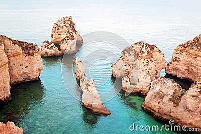 Coastal cliffs (Ponta da Piedade), Lagos, Portugal Stock Photo