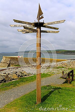 Coastal direction signpost, Scotland Stock Photo