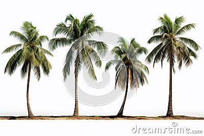 Coastal escape Tropical palm trees isolated against a clean white background Stock Photo