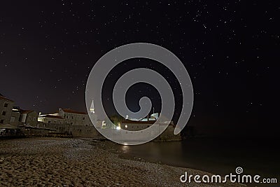 Coastal fortress starry night Stock Photo