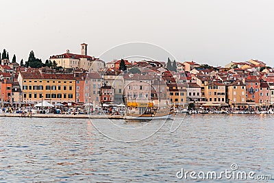 Coastal harbor in Rovinj, Istria, Croatia with the beauty of the town's bustling atmosphere Editorial Stock Photo