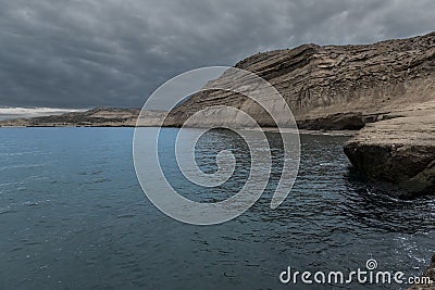 Coastal landscape with cliffs in Peninsula Valdes, World Heritage Site, Stock Photo