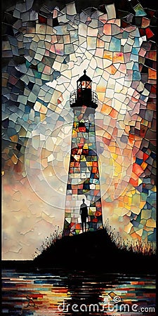 Coastal landscape, lighthouse Stock Photo