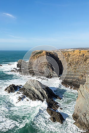 Coastal landscape at Sao Teotonio in the Algarve region Stock Photo