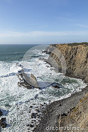 Coastal landscape at Sao Teotonio in the Algarve Stock Photo