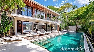 Coastal Retreat Villa Interior Concept Stock Photo