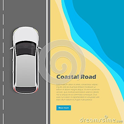 Coastal Road Conceptual Flat Vector Web Banner Vector Illustration