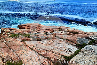 Coastal Rock Ocean Wave Maine Stock Photo