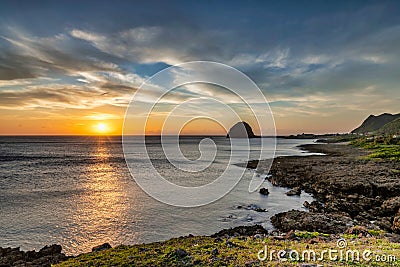 Coastal scenery at dusk of LanyuOrchid Island, Taitung,Taiwan Stock Photo