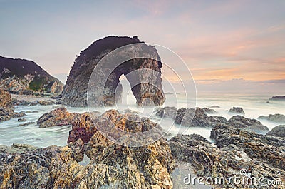 Coastal Seascape with soft morning hues Stock Photo