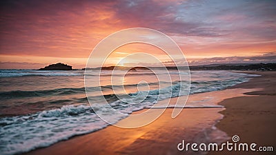 Coastal Serenity: Capturing the Beauty of Sunset at the Beach. Stock Photo