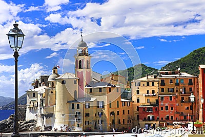 Coastal town Camogli in Liguria, Italy Editorial Stock Photo