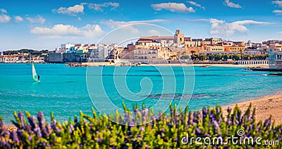Coastal town in southern Italyâ€™s Apulia region - Otranto, Apulia region, Italy, europe. Splendid spring view of Alimini Beach. Stock Photo