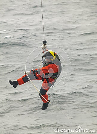 Coastguard rescue team in action. Scotland. UK Editorial Stock Photo