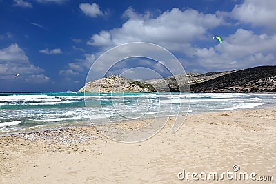 Coast of Aegean Sea at Prasonisi cape, Rhodes Island - Greece Stock Photo