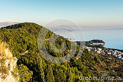 Coastline of city Split from Marjan hill. Stock Photo