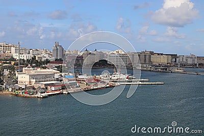 Coastline and city views along Old San Juan, Puerto Rico Editorial Stock Photo