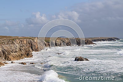 Coastline Cote Sauvage on the peninsula Quiberon, Brittany Stock Photo