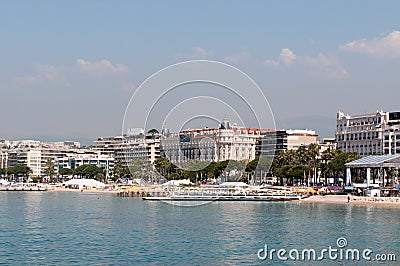 Coastline and Croisette bulevard in Cannes Editorial Stock Photo