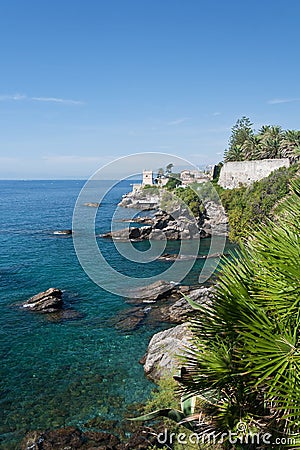 Coastline in Genova Nervi Stock Photo