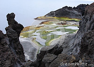 Coastline of Jan Mayen island Stock Photo