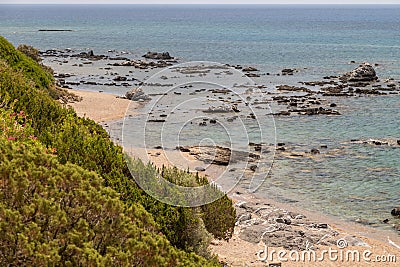 Rocks at the beach of Kiotari on Rhodes island, Greece Stock Photo