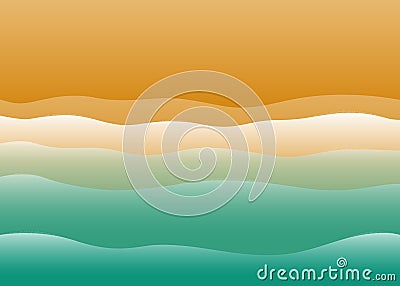 Coastline landscape. Seashore, seascape, seaside and sand. Rest on nature. Vector Cartoon Illustration