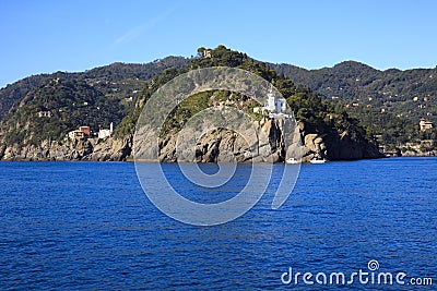 Coastline near San Fruttuoso, Genova, Liguria, Italy Editorial Stock Photo