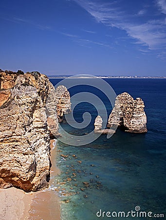 Coastline, Ponta da Piedade, Portugal. Stock Photo