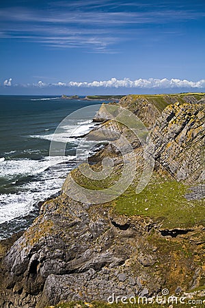 Coastline to Rhossili, Gower, Wales Stock Photo