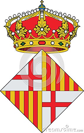 Coat of arms of Barcelona, Spain Vector Illustration