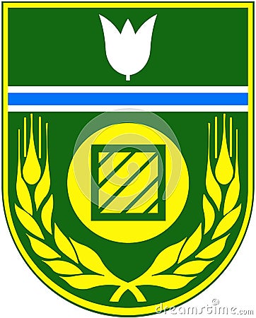 Coat of arms of Birobidzhan district. Jewish Autonomous Region. Russia Stock Photo